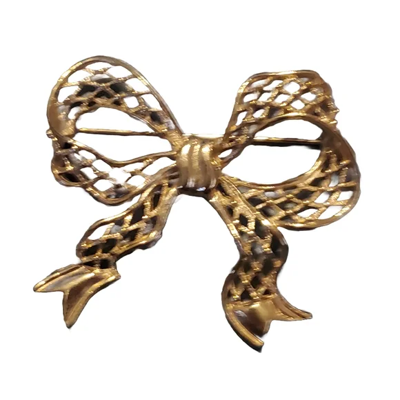 Elegant Gold Bow Brooch - Picture 1 of 2